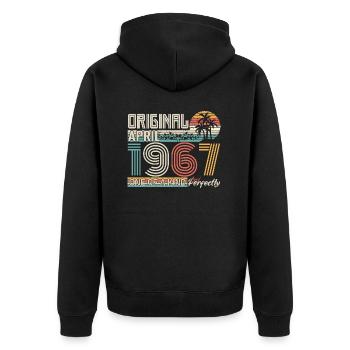 April 1967 anniversary April 1967 gift 1967 - Unisex Premium Organic Zip Hoodie - black - Back - Nico (187cm)