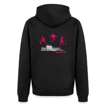 stuntscooter scooter e-scooter skatepark - Unisex Premium Bio Zip Hoodie - Schwarz - Hinten - Nico (187cm)