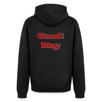 Good Boy - Unisex Premium Organic Zip Hoodie - black - Back - Nico (187cm)