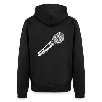 Mikrofon Hand gezeichnet - Unisex Premium Bio Zip Hoodie - Schwarz - Hinten - Nico (187cm)