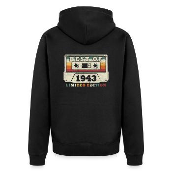 Das Beste des Jahres 1943 Jubiläum 1943 - Unisex Premium Bio Zip Hoodie - Schwarz - Hinten - Nico (187cm)