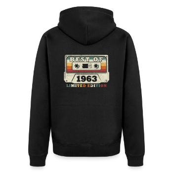Best of the Year 1963 Anniversary 1963 - Unisex Premium Organic Zip Hoodie - black - Back - Nico (187cm)