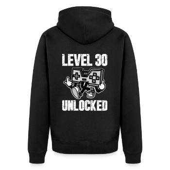 30 Anniversaire Niveau 30 Anniversaire débloqué 30 ans - Veste à capuche bio Premium Unisexe - noir - Dos - Nico (187cm)