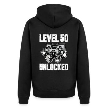 50 Birthday Level 50 Unlocked Anniversary 50 Years - Unisex Premium Organic Zip Hoodie - black - Back - Nico (187cm)