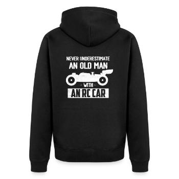 Never Underestimate An Old Man With An RC Car Raci - Unisex Premium Bio Zip Hoodie - Schwarz - Hinten - Nico (187cm)