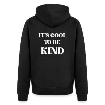 Es ist cool, nett zu sein - Unisex Premium Bio Zip Hoodie - Schwarz - Hinten - Nico (187cm)