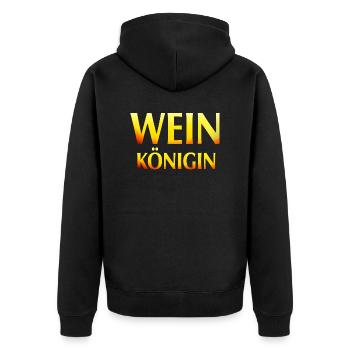Wein Königin weiß hell - Unisex Premium Bio Zip Hoodie - Schwarz - Hinten - Nico (187cm)