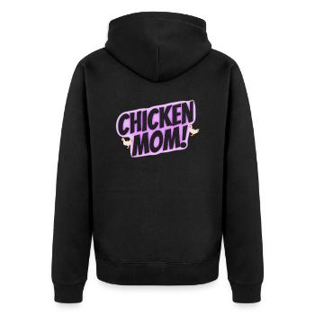 chicken mom - Unisex Premium Bio Zip Hoodie - Schwarz - Hinten - Nico (187cm)