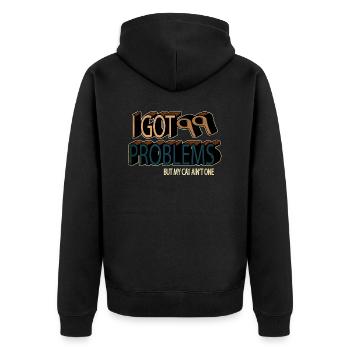 gift anniversary funny quote animals persian cat - Unisex Premium Organic Zip Hoodie - black - Back - Nico (187cm)