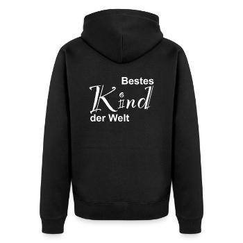 Bestes Kind der Welt Design - Unisex Premium Bio Zip Hoodie - Schwarz - Hinten - Nico (187cm)