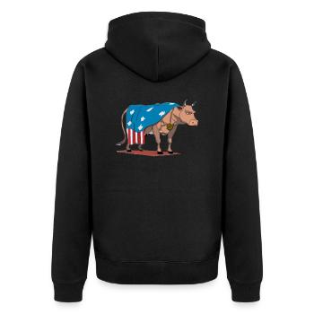 Ecki die Kuh - Unisex Premium Bio Zip Hoodie - Schwarz - Hinten - Nico (187cm)
