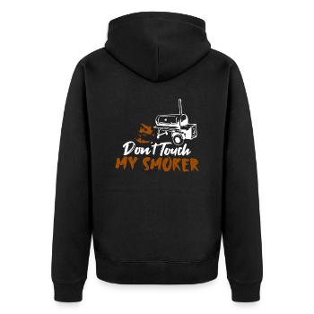 Don't Touch My Smoker Grilling BBQ Smoker - Unisex Premium Bio Zip Hoodie - Schwarz - Hinten - Nico (187cm)