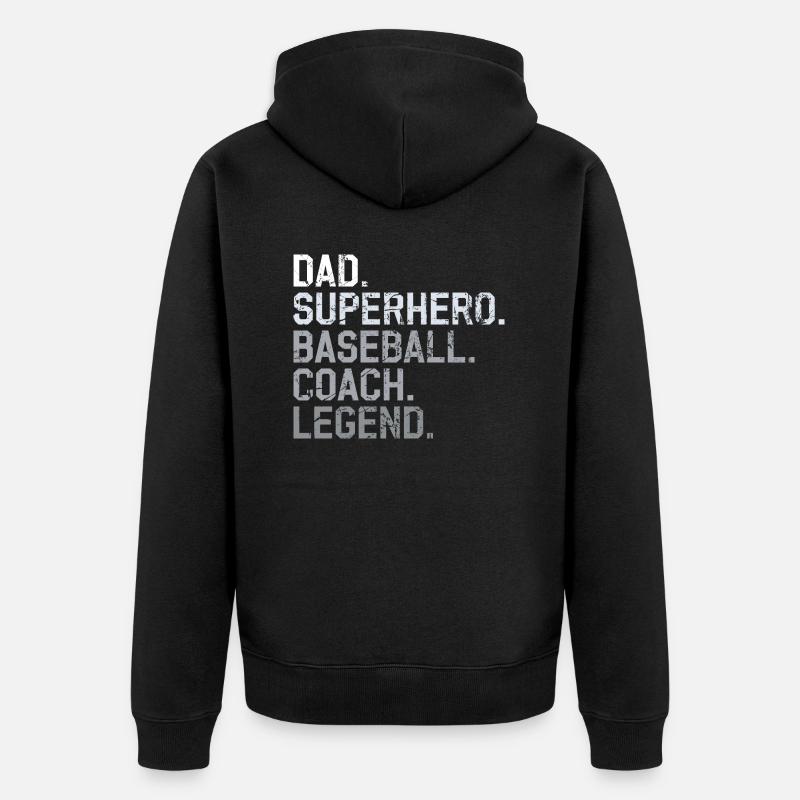 Baseballtrainer Papa - Unisex Premium Bio Zip Hoodie - Schwarz