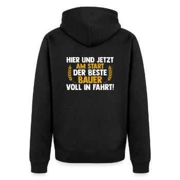 Landwirtschaft Landwirt Traktor Bauernhof Bauer - Unisex Premium Bio Zip Hoodie - Schwarz - Hinten - Nico (187cm)