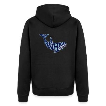 everything will be o.k. walfisch Spruch LEtter art - Unisex Premium Bio Zip Hoodie - Schwarz - Hinten - Nico (187cm)