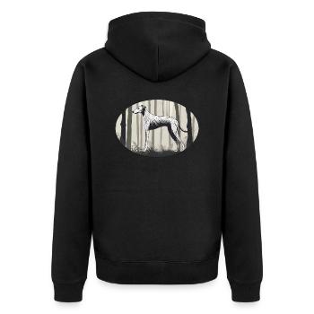Profile of a Lurcher - Unisex Premium Organic Zip Hoodie - black - Back - Nico (187cm)