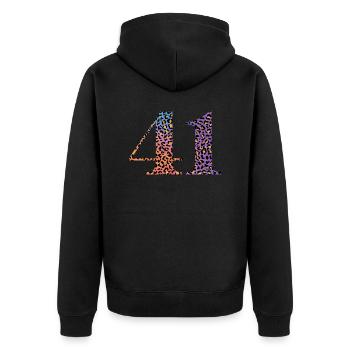 41. Geburtstag Leopard - Unisex Premium Bio Zip Hoodie - Schwarz - Hinten - Nico (187cm)