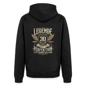 30 Geburtstag - Lebende Legende seit 30 Jahren - Unisex Premium Bio Zip Hoodie - Schwarz - Hinten - Nico (187cm)