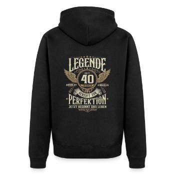40 Geburtstag Lebende Legende seit 40 Jahren - Unisex Premium Bio Zip Hoodie - Schwarz - Hinten - Nico (187cm)