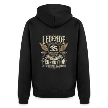 35 Geburtstag Lebende Legende seit 35 Jahren - Unisex Premium Bio Zip Hoodie - Schwarz - Hinten - Nico (187cm)