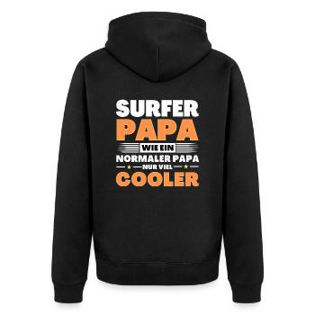 Surfer Papa wie ein normaler nur viel cooler - Unisex Premium Bio Zip Hoodie - Schwarz - Hinten - Nico (187cm)