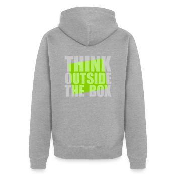 Green Think outside - Unisex Premium Organic Zip Hoodie - heather grey - Back - Nico (187cm)