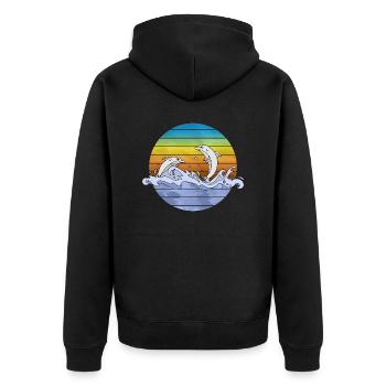 Delphine - Unisex Premium Bio Zip Hoodie - Schwarz - Hinten - Nico (187cm)