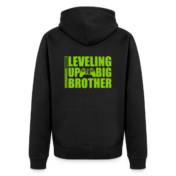 Leveling up big brother - Unisex Premium Organic Zip Hoodie - black - Back - Nico (187cm)