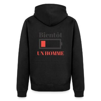 Bientôt un homme - Veste à capuche bio Premium Unisexe - noir - Dos - Nico (187cm)