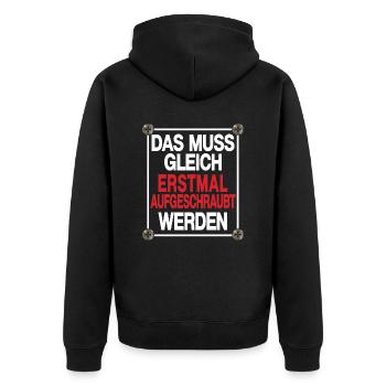 pc nerd error bastler heimwerker schrauber - Unisex Premium Bio Zip Hoodie - Schwarz - Hinten - Nico (187cm)