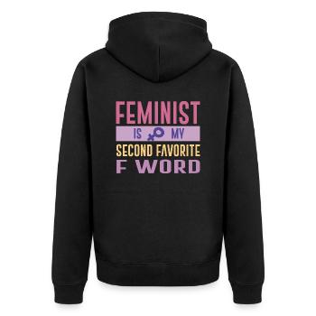 Frauen Gleichberchtigung Design und Feminist - Unisex Premium Bio Zip Hoodie - Schwarz - Hinten - Nico (187cm)