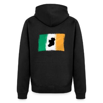 Irland - Unisex Premium Bio Zip Hoodie - Schwarz - Hinten - Nico (187cm)