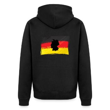 Deutschland - Unisex Premium Bio Zip Hoodie - Schwarz - Hinten - Nico (187cm)