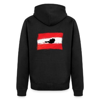 Österreich - Unisex Premium Bio Zip Hoodie - Schwarz - Hinten - Nico (187cm)