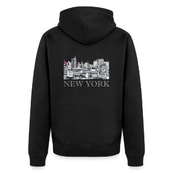 Historic New York Manhattan NYC NY Outlines - Unisex Premium Organic Zip Hoodie - black - Back - Nico (187cm)
