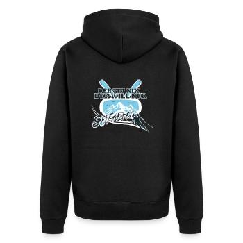 Der Tut Nix Der Will Nur Skifahren - Unisex Premium Bio Zip Hoodie - Schwarz - Hinten - Nico (187cm)