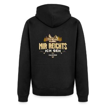 Mir reichts ich geh campen Camping Vintage - Unisex Premium Bio Zip Hoodie - Schwarz - Hinten - Nico (187cm)