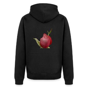Rose rouge - Veste à capuche bio Premium Unisexe - noir - Dos - Nico (187cm)