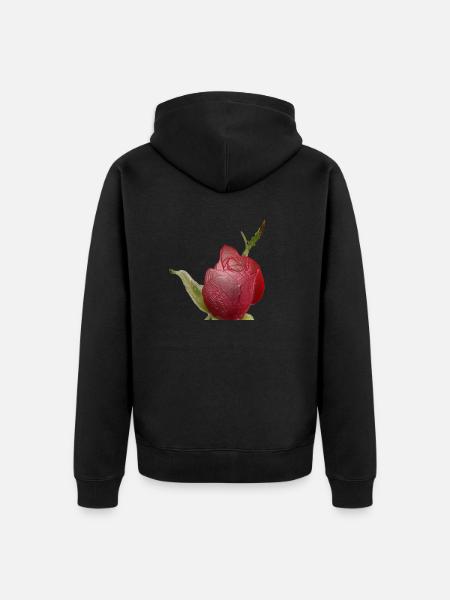 Red Rose - Unisex Premium Organic Zip Hoodie - black