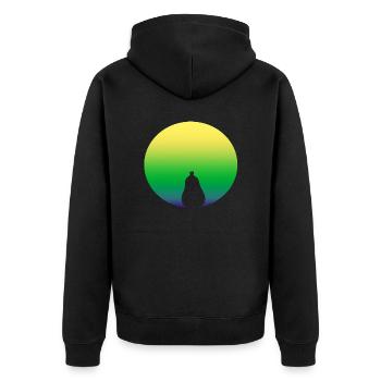 birne in gruen - Unisex Premium Bio Zip Hoodie - Schwarz - Hinten - Nico (187cm)