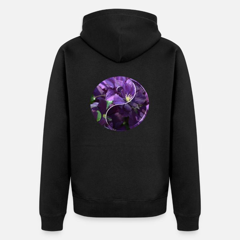 Fleurs yin yang - Veste à capuche bio Premium Unisexe - noir