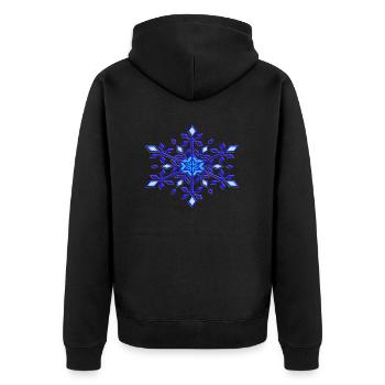 Blauer Stern - Unisex Premium Bio Zip Hoodie - Schwarz - Hinten - Nico (187cm)