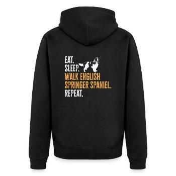 English Springer Spaniel Dog - Unisex Premium Organic Zip Hoodie - black - Back - Nico (187cm)