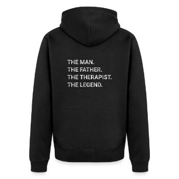 The Man The Father The Therapist The Legend - Unisex Premium Organic Zip Hoodie - black - Back - Nico (187cm)