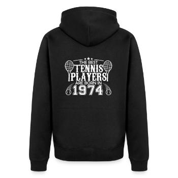 1974 Tennisspieler | Tennisspieler Geschenk 1974 - Unisex Premium Bio Zip Hoodie - Schwarz - Hinten - Nico (187cm)