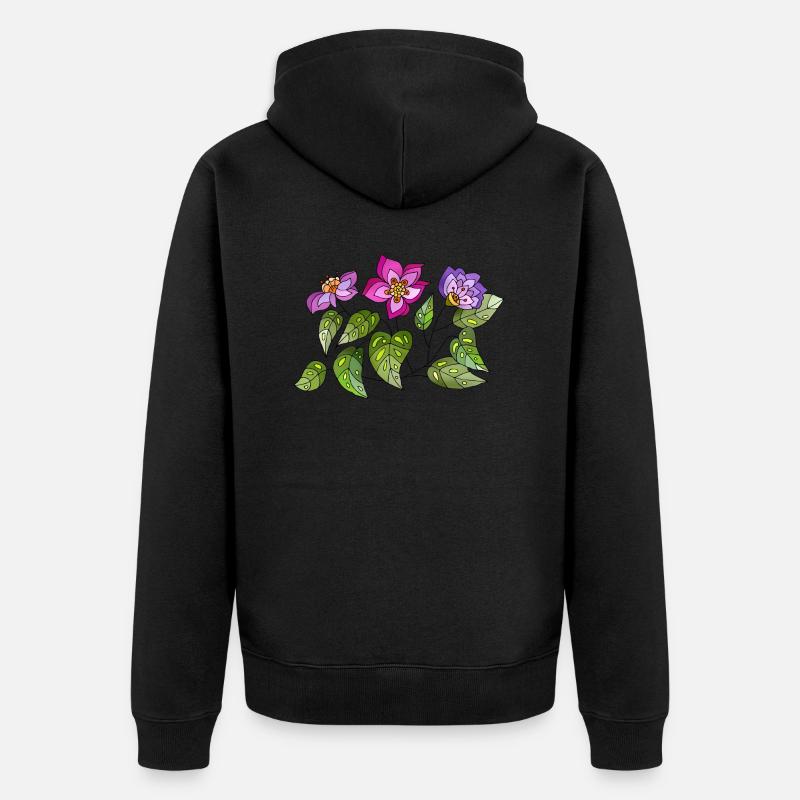 Blumen - Unisex Premium Bio Zip Hoodie - Schwarz