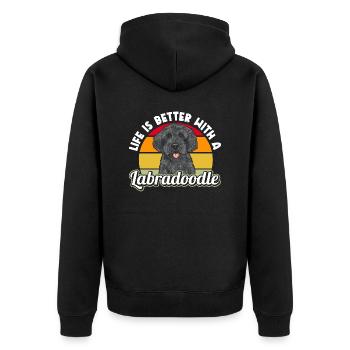 Labradoodle Dog - Unisex Premium Organic Zip Hoodie - black - Back - Nico (187cm)