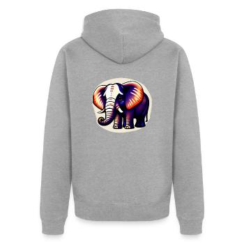 Little Elephant Cartoon Cute Love Adventure 2 - Unisex Premium Organic Zip Hoodie - heather grey - Back - Nico (187cm)