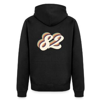 82ème anniversaire vintage - Veste à capuche bio Premium Unisexe - noir - Dos - Nico (187cm)