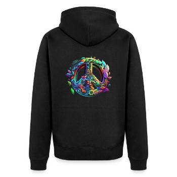 Symbole de paix, signe de paix, paix, liberté - Veste à capuche bio Premium Unisexe - noir - Dos - Nico (187cm)